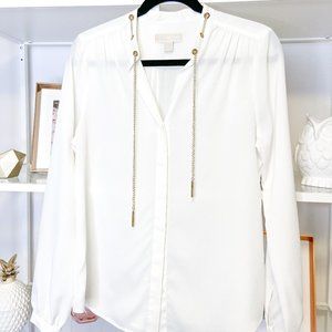 Michael Kors White Blouse with Gold Details